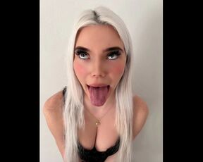 A nice teen is showing her wet smoky mouth tongue and uvula