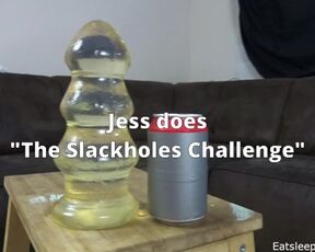 Jess Inserts the Biggest Dildo possible for the Slackholes Challenge, Aka the Pussy-size Test