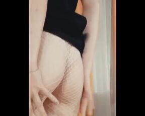 Sexy dance in fishnet tights and panties