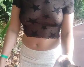 shining tits in a transparent blouse. erect nipples