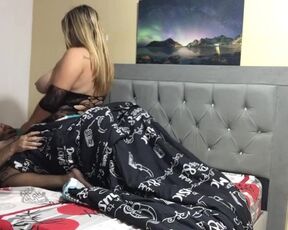 My best friend's girlfriend jumps really well on my big cock in my room