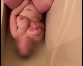 Playing with my tits and cumming under faucet