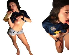 A Fan of Boca Juniors Sucks Cock, wants a Doggy Style Anal and Cum inside