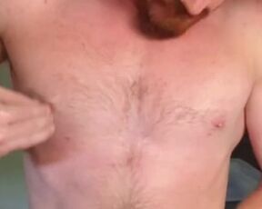 Nipple play, stroke with my quads, ginger stud cum