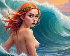 31 Nude Images of 18-year-old Elf Girl in the Waves - 4