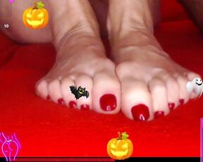 Enchanting Feet Play: Red Nails and Sensual Touch - 379