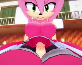 Amy Rose from Sonic Works Out With a Footjob! Hentai POV