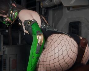 Madruga3d Freina From the First Descendant: Sexy Big White Ass Jerking off a Huge Black Cock