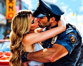 Police Partners Curvy Woman Blonde Maggie and Thomas