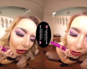 Solo blonde woman, Nikky Dream is masturbating, in VR