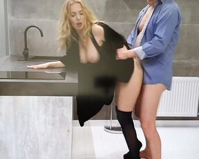 busty blonde milf gets fucked on kitchen table