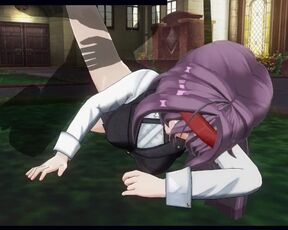 3D HENTAI Konno Yuuki Gets Fucked in the Yard and Takes a Creampie