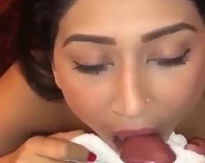 Paki Wife learns how to cum in mouth.