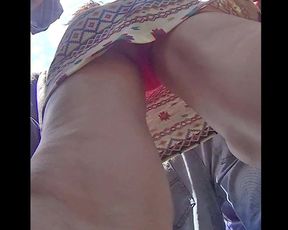 Red thong upskirt