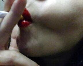 HARD SMOKING CLOSEUP RED LIPS