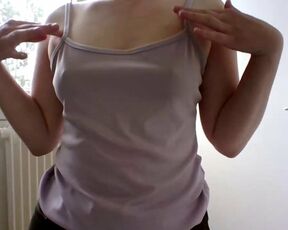 braless schoolgirl playing with her tits