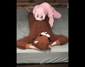 Bunny Onesie Dry Humps and Sucks Bears Dick