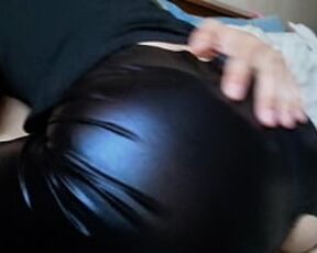 Fuck teen in leather leggings