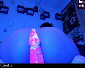 Neon webcam show- Masturbation with a big dildo and anal