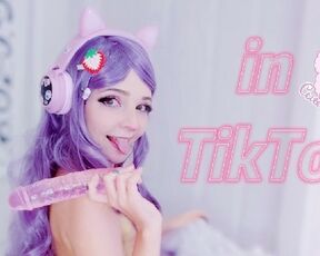 cute girl fucks her pussy with a huge dildo in tik-tok