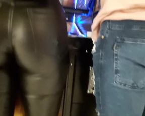 Spanish slut with big tight ass and leather leggings