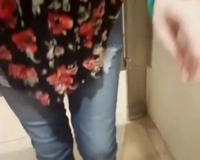 Two Cute Girls Having Fun In Public Bathroom