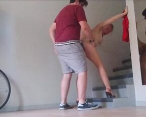 French Slut Gets Fucked in the Stairwell