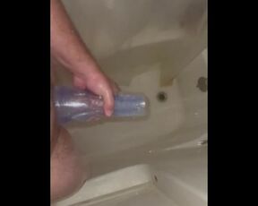 Fucking my fleshlight in the shower after my workout at the gym!!