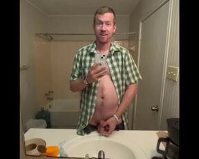 Weird Blonde Man Peeing in the Bathroom Sink Like an Asshole - BlondNBlue222