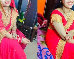 Red Saree beautiful Sexy Bhabhi Ko Ghar me pela