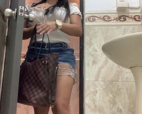 SHORT SKIRT IN PUBLIC TOILET(SEXY LATINA)