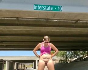 Milf flashing on bike path