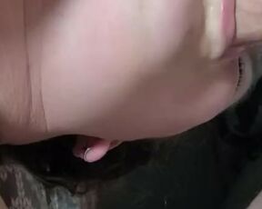 Sliding my hard cock down her throat