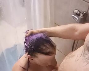 Surprise blowjob in the shower for my man