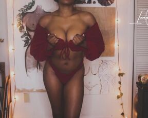 RED HOT Lingerie Try On Haul  Ebony Babe w/ Brown Perky Tits