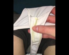 Girl shows her Dirty Panties. Dirty thong and pissing