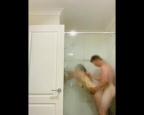 Teen couple intimate hotel shower sex