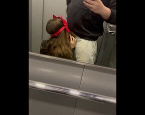 18 year old girl from the club gives me a blowjob in the elevator